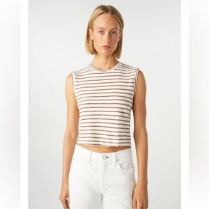 AMO SLEEVELESS BABE TEE IN BONE MEDIUM‎ NWT